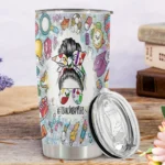 20oz Stainless Steel Tumbler Double Wall Insulated with "Teacher Life" Design - a Perfect Gift.