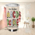20oz Stainless Steel Tumbler Double Wall Insulated with "Back to School" Design - a Perfect Gift.