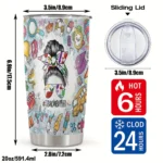 20oz Stainless Steel Tumbler Double Wall Insulated with "Teacher Life" Design - a Perfect Gift.