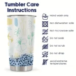20oz Stainless Steel Tumbler Double Wall Insulated with Cute Floral & Ditsy Wildflower Print Design - a Perfect Gift.