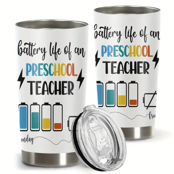 20oz Stainless Steel Tumbler Double Wall Insulated with "Funny Charging Print" Design - a Perfect Gift.