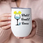 12oz Stainless Steel Coffee Mug with Lid - "Bibbidi Bobbidi Booze" Print Design - Ideal gift.