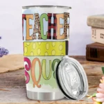 20oz Stainless Steel Tumbler Double Wall Insulated with Teacher Word Design - a Perfect Gift.