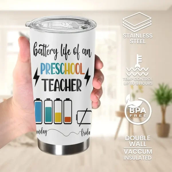 20oz Stainless Steel Tumbler Double Wall Insulated with "Funny Charging Print" Design - a Perfect Gift.