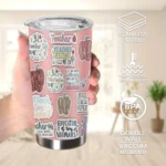 20oz Stainless Steel Tumbler Double Wall Insulated with Cute Sticker for Education Print Design - a Perfect Gift.
