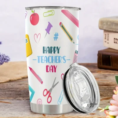 20oz Stainless Steel Tumbler Double Wall Insulated with Fun Stationery Print- a Perfect Gift.