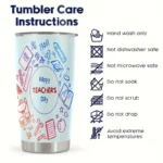 20oz Stainless Steel Tumbler Double Wall Insulated with Happy Teacher's Day Design - a Perfect Gift.