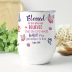 12oz Stainless Steel Coffee Mug with Lid - Printed with Bible Verses Design - Ideal gift.