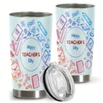 20oz Stainless Steel Tumbler Double Wall Insulated with Happy Teacher's Day Design - a Perfect Gift.