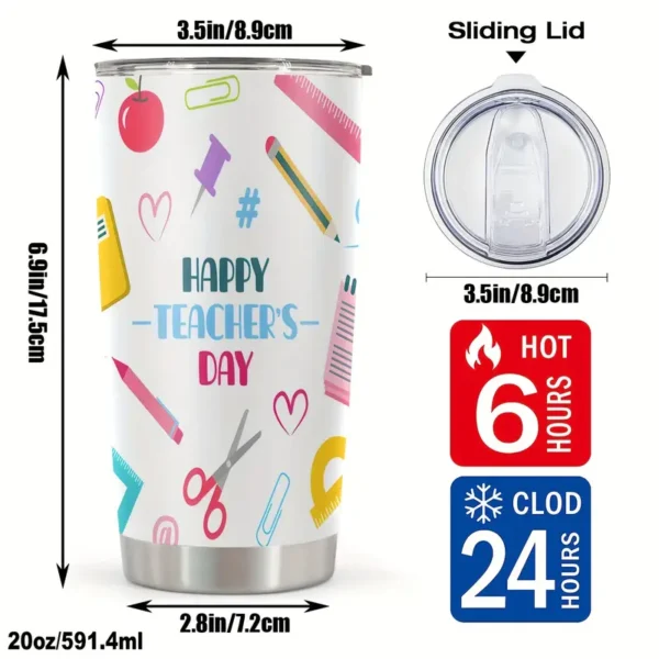 20oz Stainless Steel Tumbler Double Wall Insulated with Fun Stationery Print- a Perfect Gift.