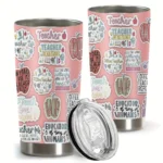 20oz Stainless Steel Tumbler Double Wall Insulated with Cute Sticker for Education Print Design - a Perfect Gift.