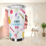 20oz Stainless Steel Tumbler Double Wall Insulated with Fun Stationery Print- a Perfect Gift.