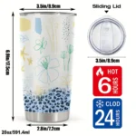 20oz Stainless Steel Tumbler Double Wall Insulated with Cute Floral & Ditsy Wildflower Print Design - a Perfect Gift.