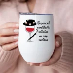 12oz Stainless Steel Coffee Mug with Lid - Super Califragilistic Drinking All Day Docious Print Design - Ideal gift.