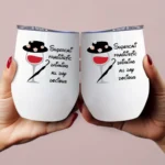 12oz Stainless Steel Coffee Mug with Lid - Super Califragilistic Drinking All Day Docious Print Design - Ideal gift.
