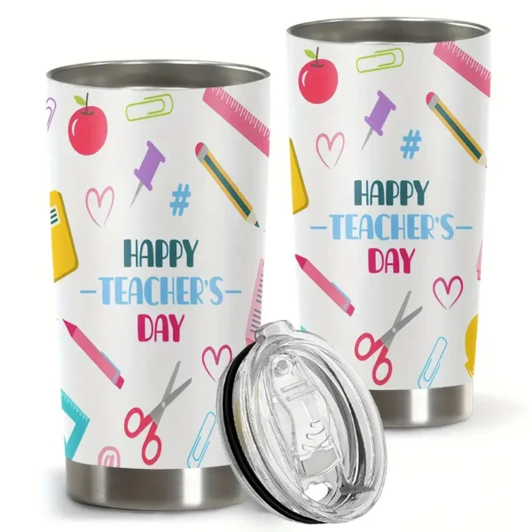 20oz Stainless Steel Tumbler Double Wall Insulated with Fun Stationery Print- a Perfect Gift.