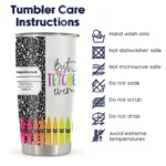 20oz Stainless Steel Tumbler Double Wall Insulated with "Best Teacher Ever" Design- a Perfect Gift.